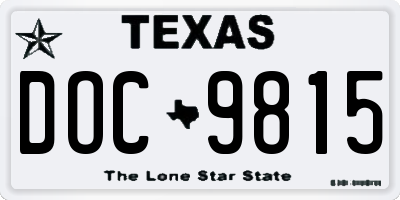 TX license plate DOC9815