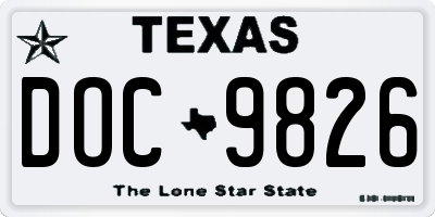 TX license plate DOC9826
