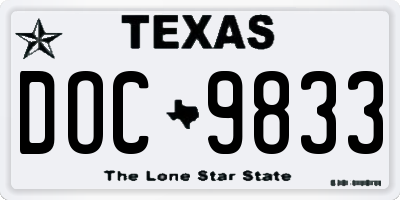 TX license plate DOC9833