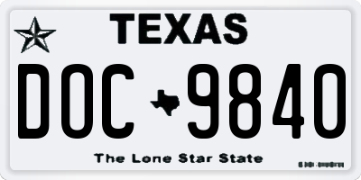 TX license plate DOC9840