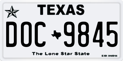 TX license plate DOC9845