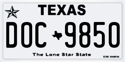 TX license plate DOC9850