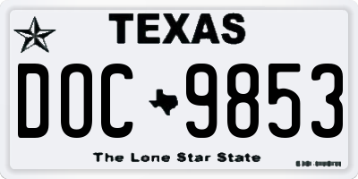 TX license plate DOC9853