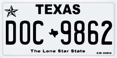 TX license plate DOC9862