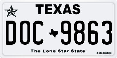 TX license plate DOC9863