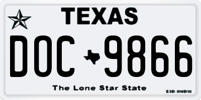 TX license plate DOC9866