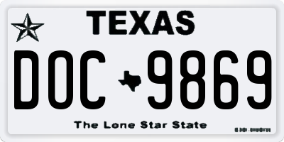 TX license plate DOC9869