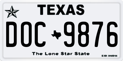 TX license plate DOC9876