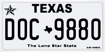 TX license plate DOC9880