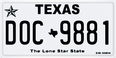 TX license plate DOC9881