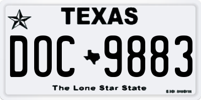 TX license plate DOC9883
