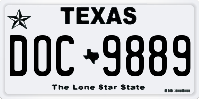 TX license plate DOC9889