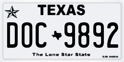 TX license plate DOC9892