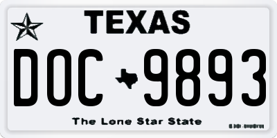 TX license plate DOC9893