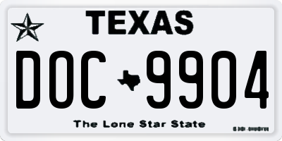 TX license plate DOC9904