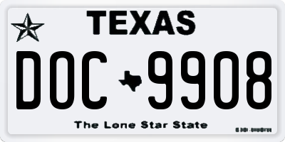 TX license plate DOC9908