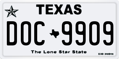 TX license plate DOC9909