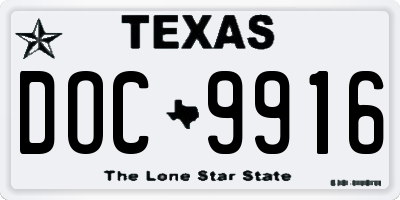 TX license plate DOC9916