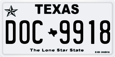 TX license plate DOC9918