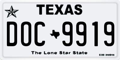TX license plate DOC9919