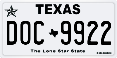 TX license plate DOC9922