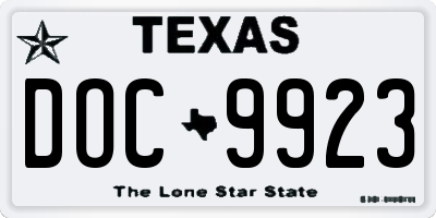 TX license plate DOC9923