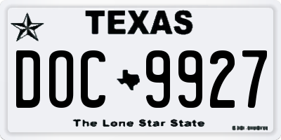 TX license plate DOC9927