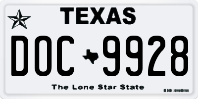 TX license plate DOC9928