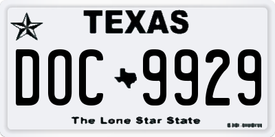 TX license plate DOC9929