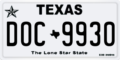 TX license plate DOC9930