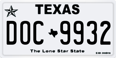 TX license plate DOC9932