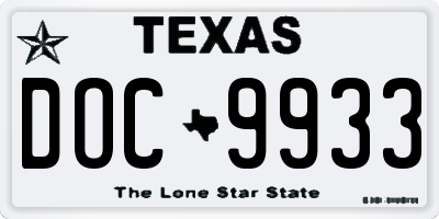 TX license plate DOC9933
