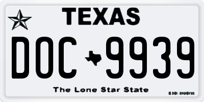 TX license plate DOC9939