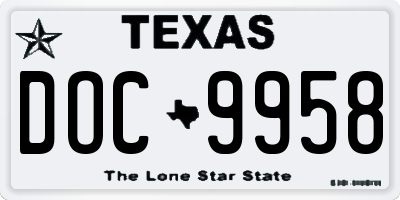 TX license plate DOC9958