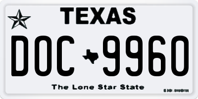 TX license plate DOC9960