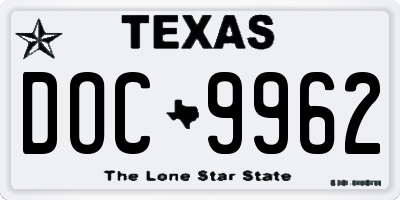 TX license plate DOC9962