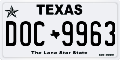 TX license plate DOC9963