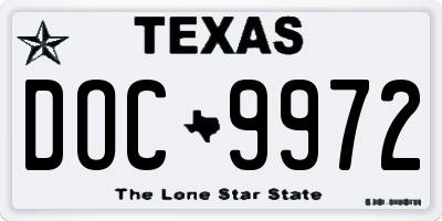 TX license plate DOC9972