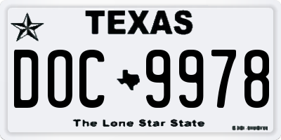 TX license plate DOC9978