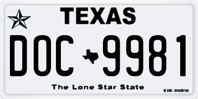 TX license plate DOC9981