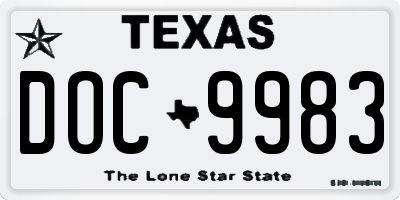 TX license plate DOC9983
