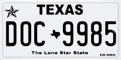 TX license plate DOC9985