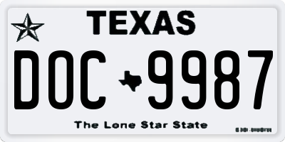 TX license plate DOC9987