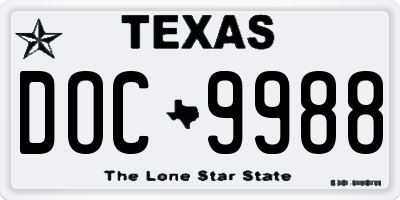 TX license plate DOC9988