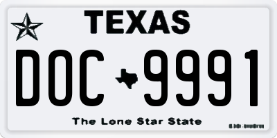 TX license plate DOC9991