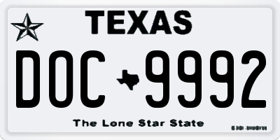 TX license plate DOC9992