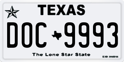TX license plate DOC9993