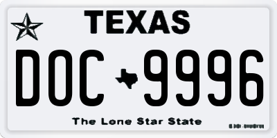 TX license plate DOC9996