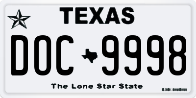 TX license plate DOC9998