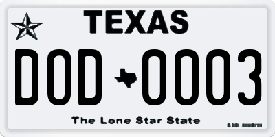TX license plate DOD0003